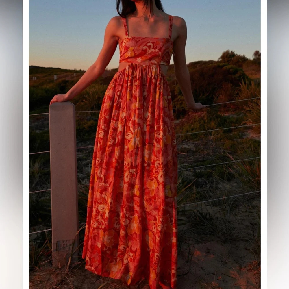 NWT Hansen & Gretel Iman Maxi Dress in Sunset Swirl